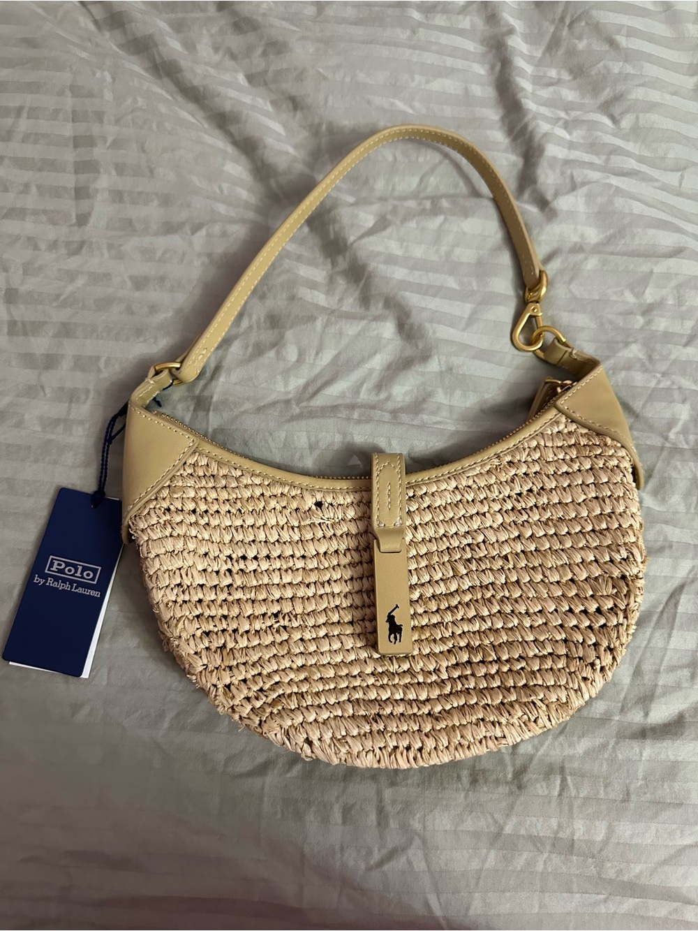 Polo Ralph Lauren Polo ID Raffia Mini Shoulder Bag BNWT